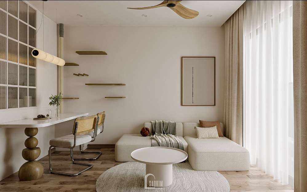 Thiết kế chung cư 1 ngủ Masteri Vinhomes Ocean Park phong cách Koreachic mix Scandinavian - Không Gian Lãng Mạn Ôm Ấp Những Tầm Hồn Mộng Mơ